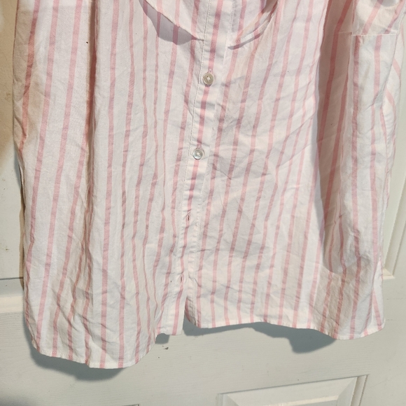 Sézane Pink Ruffle Stripe Sleeveless Button Top - Picture 10 of 11
